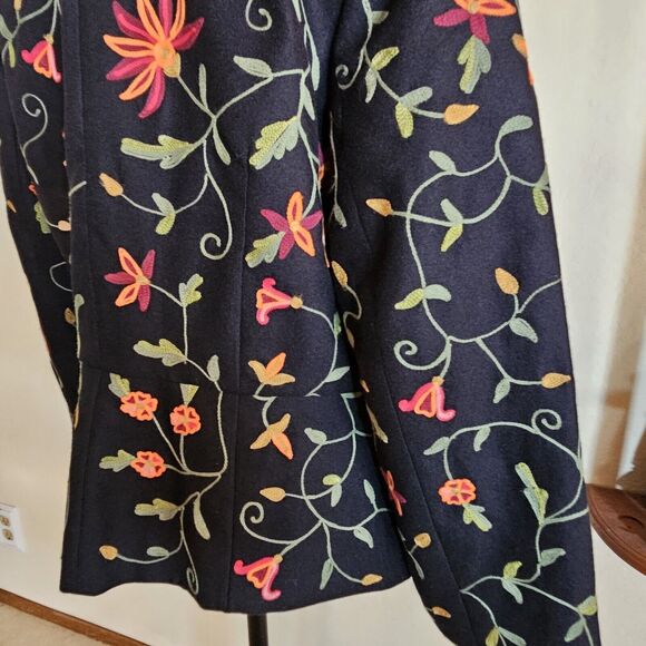 VTG Noviello Bloom Wool Embroidered Jacket W/belt Size 12 - Picture 11 of 16